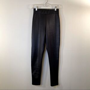 Topshop Black Croc-Embossed Leggings